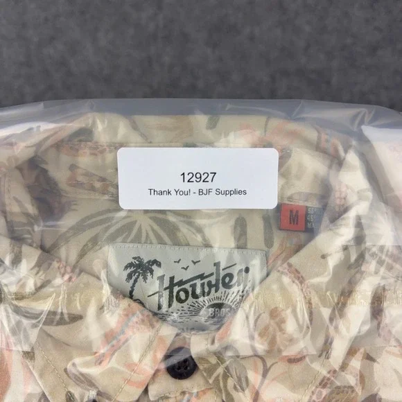 Howler Bros Shirt Mens Medium Tan Crocodile Tropical Short Sleeve Button Down - Picture 13 of 13